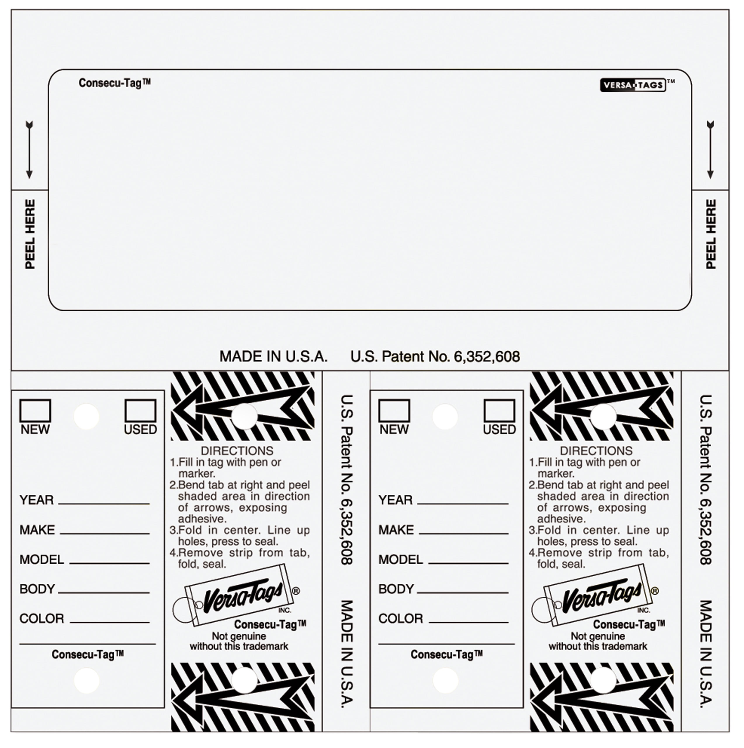 SSWBasics Key Tags - White Key Tags with Key Rings Included  Pack of 125  Dealership Stock Number Key Tag Set