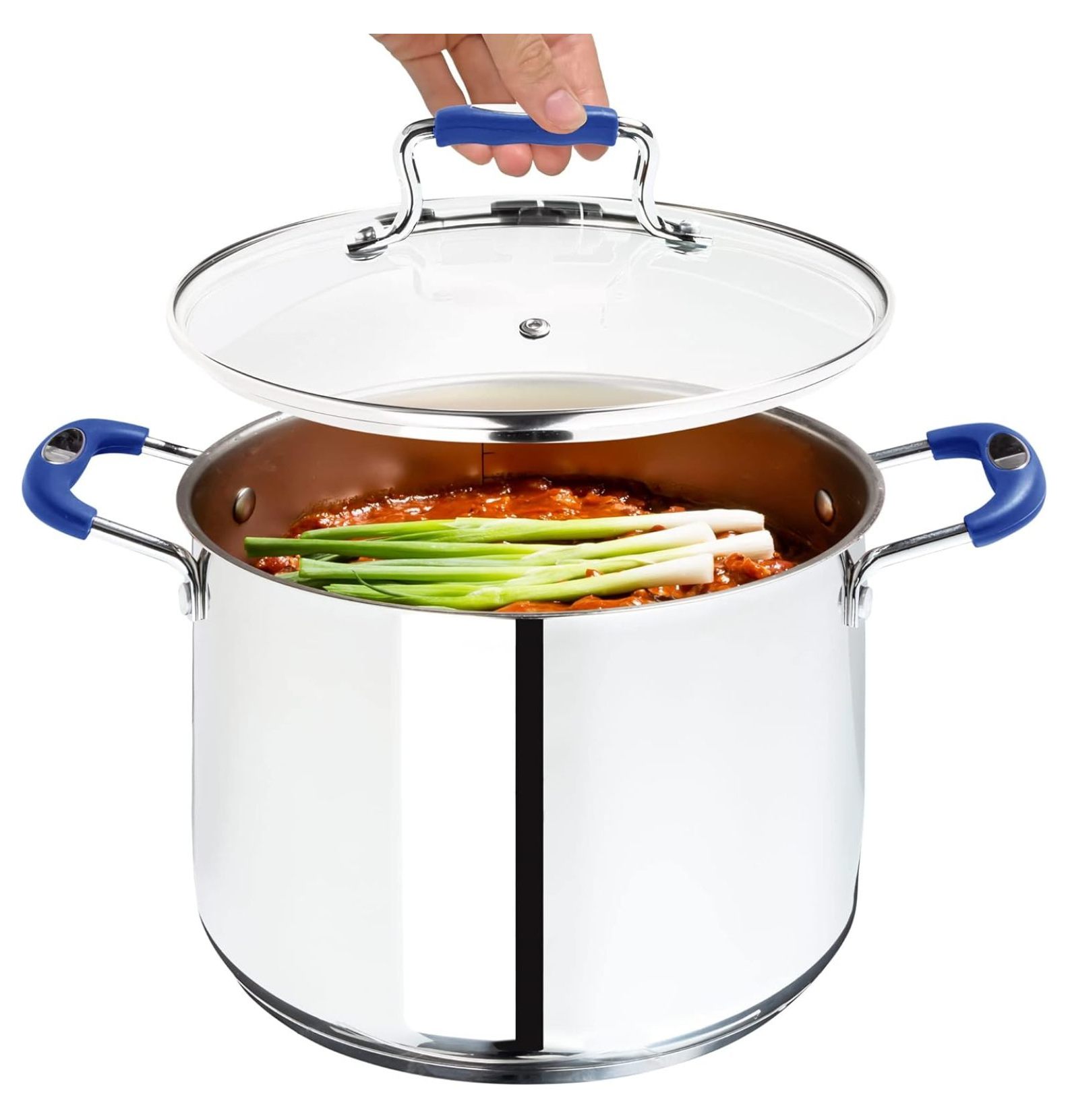 Stock Pot, 8.4 Quart Stainless Steel Pot, StockPot With Clear Glass Lid