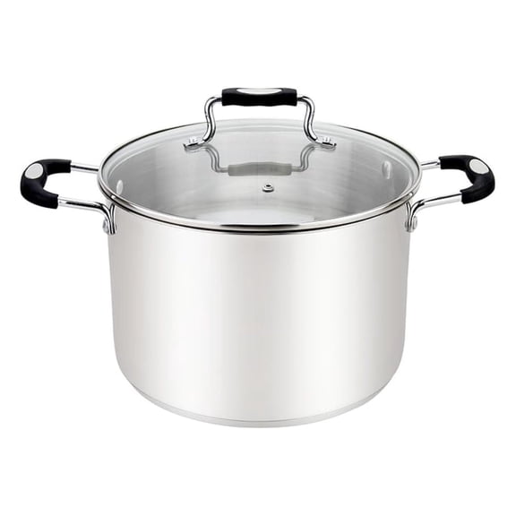 Stock Pot, Large Stainless Steel 12.5 Quart StockPot, Large Cooking Pot, Clear Glass Lid and Measurement Markings, Hole, Induction, Gas, Electric Compatible Big Boiling Pot