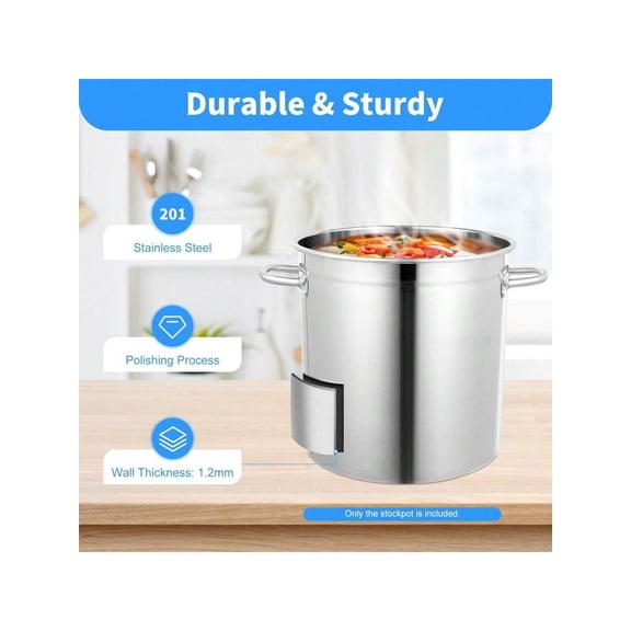 Stock Pot Stainless Steel, 35L 9.25 Gallon Large Kitchen Soup Pot with Lid, Heavy Duty Cooking Pot for Restaurant and Home, Big Brew Kettle for Induction and Gas Stovetops