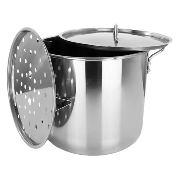 Stock Pot Stainless Steel 60 QT Steamer Vaporera Tamalera for Tamales (15Gallon) Height 16.5" Diameter 18.5" of Set