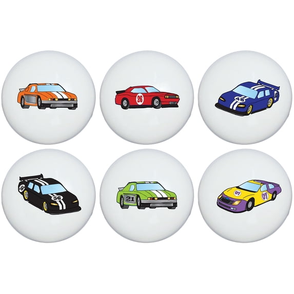 Stock Race Car Drawer Pulls Race Car Childern's Nursery Decor Ceramic Cabinet Knobs 1.5 diameter