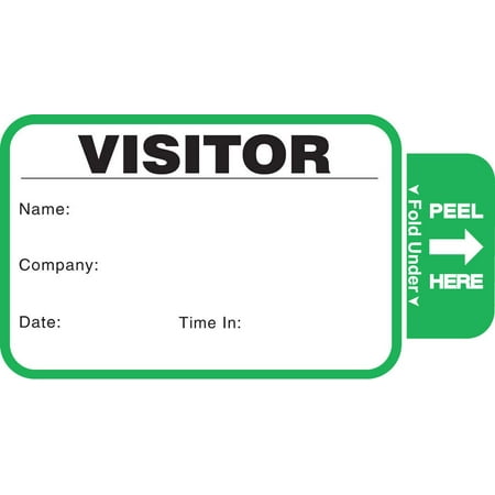 Stock Small TAB-Expiring Badges with "Visitor", Green, 500/Book