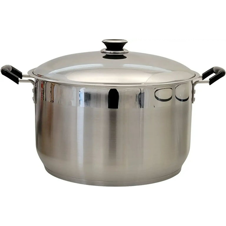 Stock Soup Pot 35 Quart Stainless Steel Heavy Bottom Brewing Bone Broth  Tamales Pozole Catering Induction Gas Electric