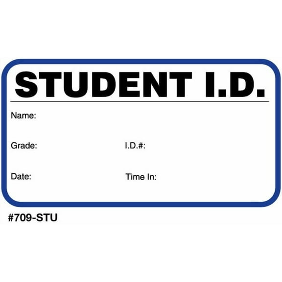 Stock "Student I.D." Sign-In Book with Security Badges 3-1/2" x 1-3/4, Blue, 500/Book