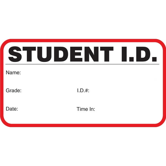 Stock "Student I.D." Sign-In Book with Security Badges 3-1/2" x 1-3/4, Red, 500/Book