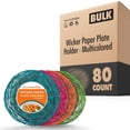 thumbnail image 1 of Stock Your Home 10-Inch Bamboo Paper Plate Holder (80 Count) - Heavy Duty Wicker Reusable Paper Plate Holders - Multicolor Charger Plates, 1 of 5
