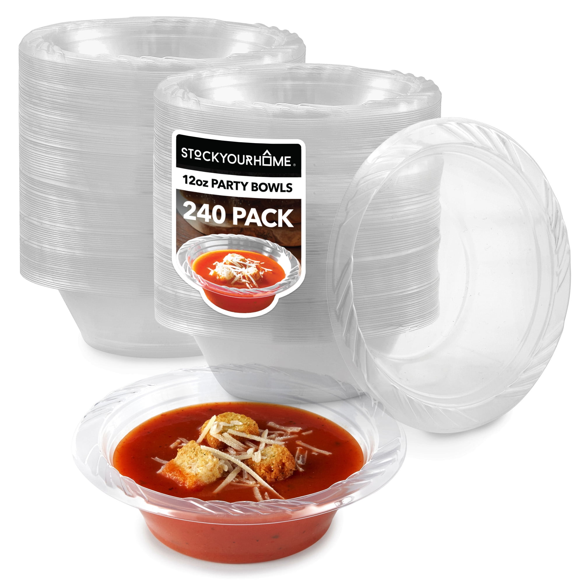 Stock Your Home 12 oz Disposable Clear Plastic Bowls - 240 Pack