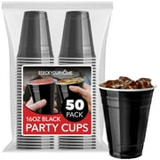 Stock Your Home 16-Ounce Plastic Party Cups (50 Pack) Black Disposable Plastic Cups