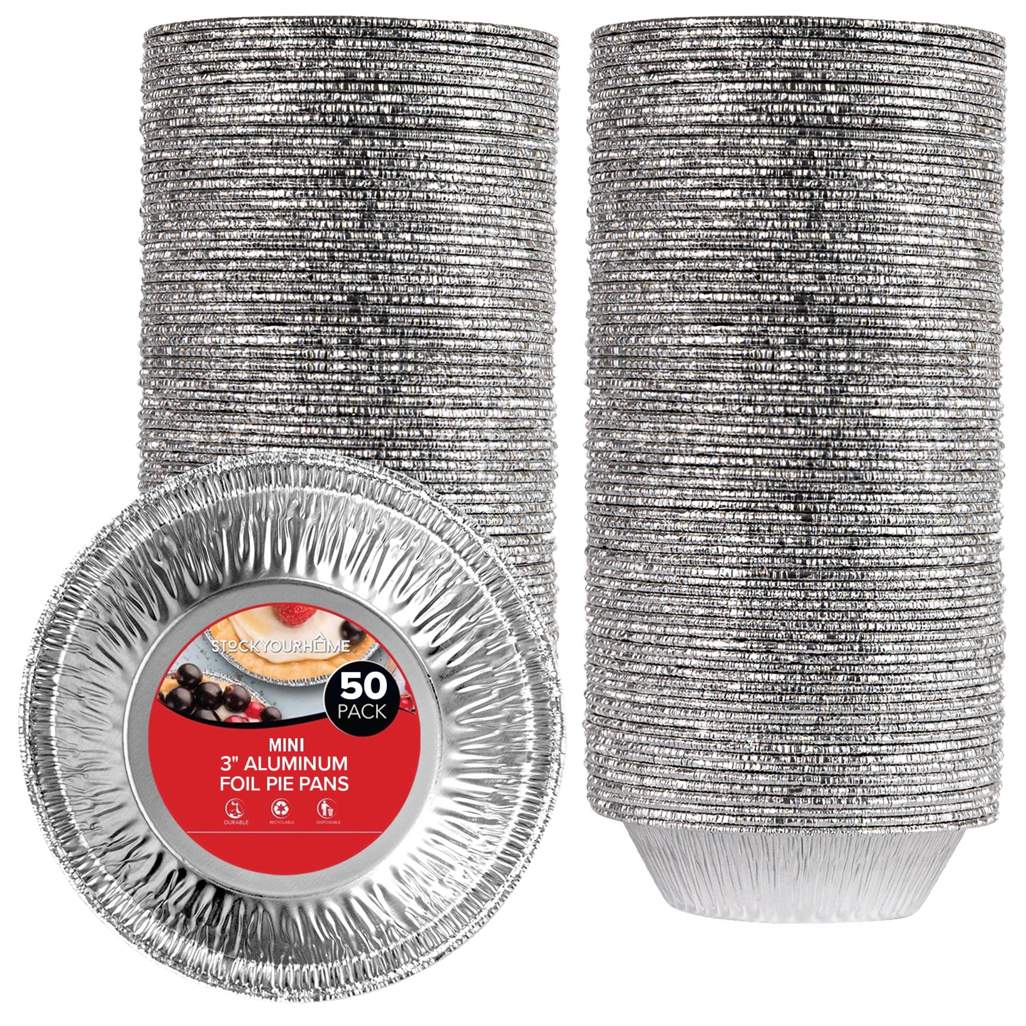 Stock Your Home 3 '' Aluminum Foil Pie Pans, Disposable (50 Count)