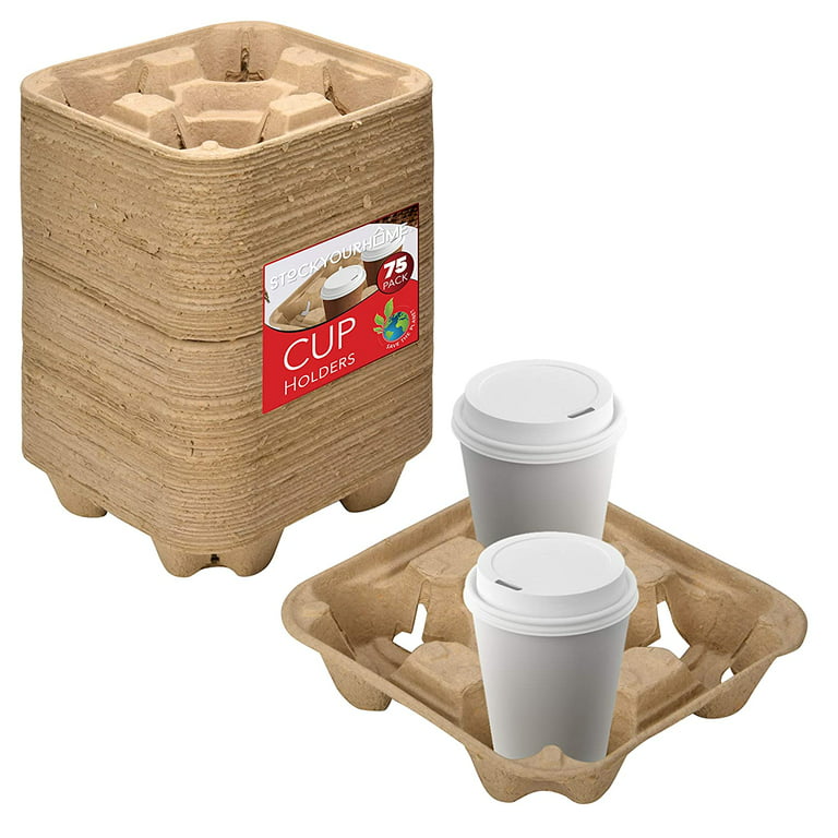 4 Cup Disposable Coffee Tray (25 Count) - Biodegradable and