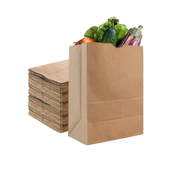 Stock Your Home 52 lb Kraft Brown Paper Bags (50 Count) – Bulk Large Grocery Bags for Shopping