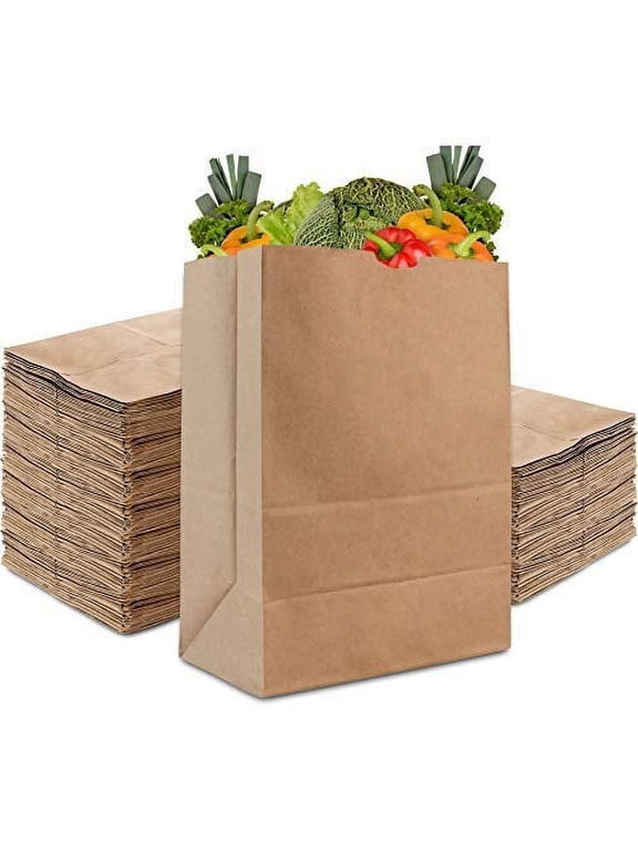 57 Lb Kraft Paper Bag (100 Count) Heavy Duty, Large Brown Paper Grocery Bags for Food Shopping, Recycling, Trash, Bulk Pack Size
