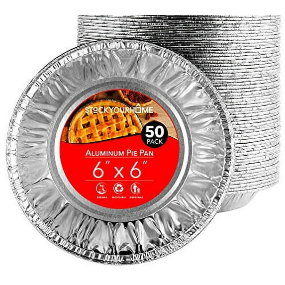 Stock Your Home 6" Aluminum Foil Pie Pans 50 Pack Disposable Tins
