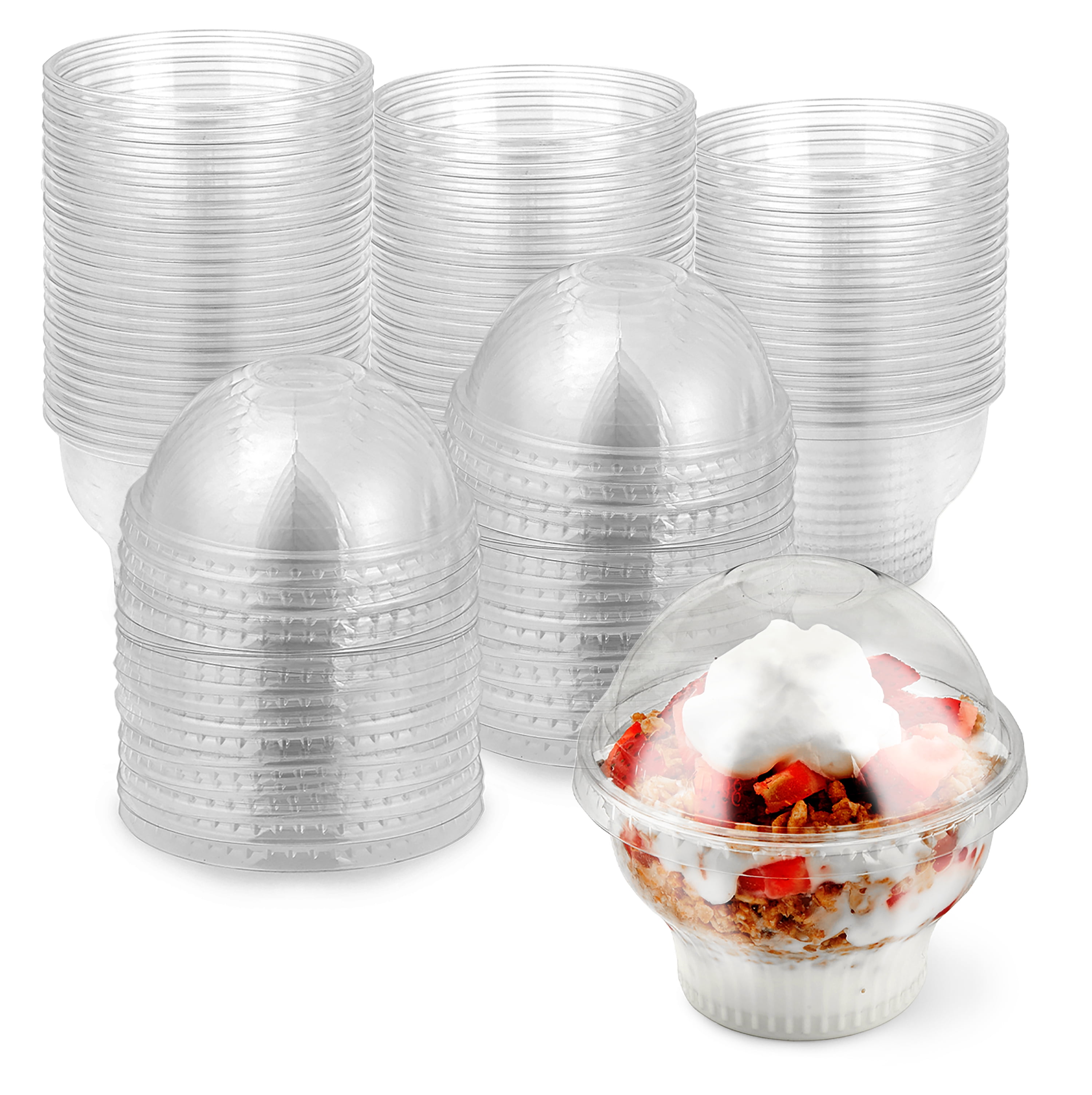 50 Pack 5 Oz Dessert Cups with Dome Lids and Spoons Mini Parfait Cups Clear  Plas