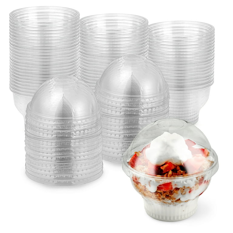 Stock Your Home 9 oz Plastic Dessert Cups with Dome Lid - 50 Count, Clear