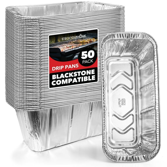 Stock Your Home 8" x 3.7" Foil Grill Drip Pan (50 Pack)