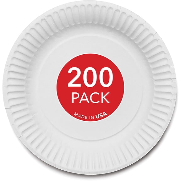 Stock Your Home White Paper Plates, 9", 200 count