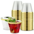 thumbnail image 1 of Stock Your Home 9oz Hard Plastic Party Cups 100 Pack - Gold Rim, 1 of 7