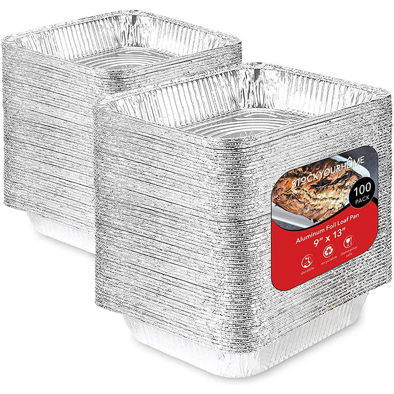 Aluminum Pans Half Size, 9X13, Extra Heavy Duty Disposable Foil Pans For  Baking (100 Pack) Roasting & Chafing, Bulk Quantity for Caterers,  Restaurants