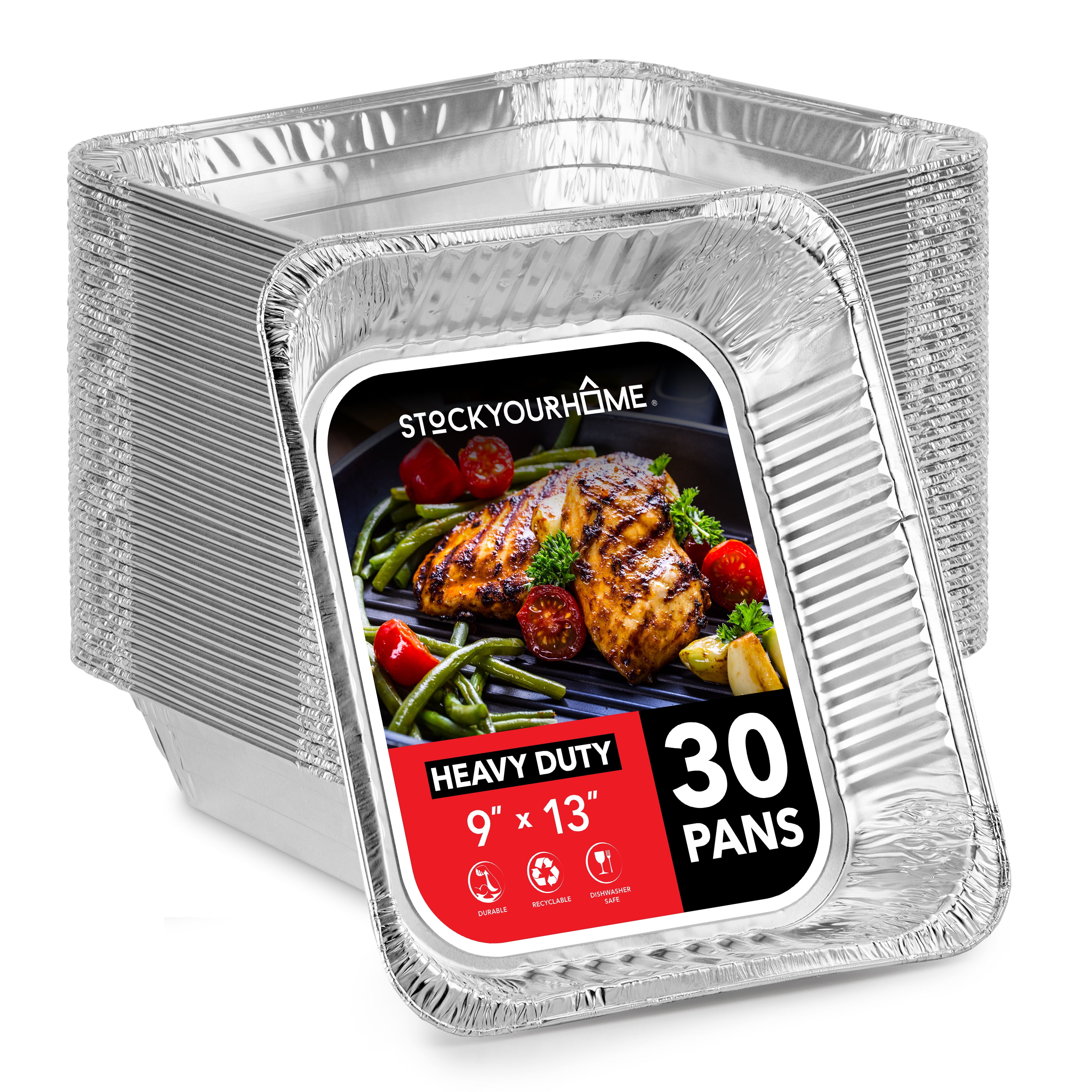30-Pack Silver Aluminum Disposable Rectangle Pans