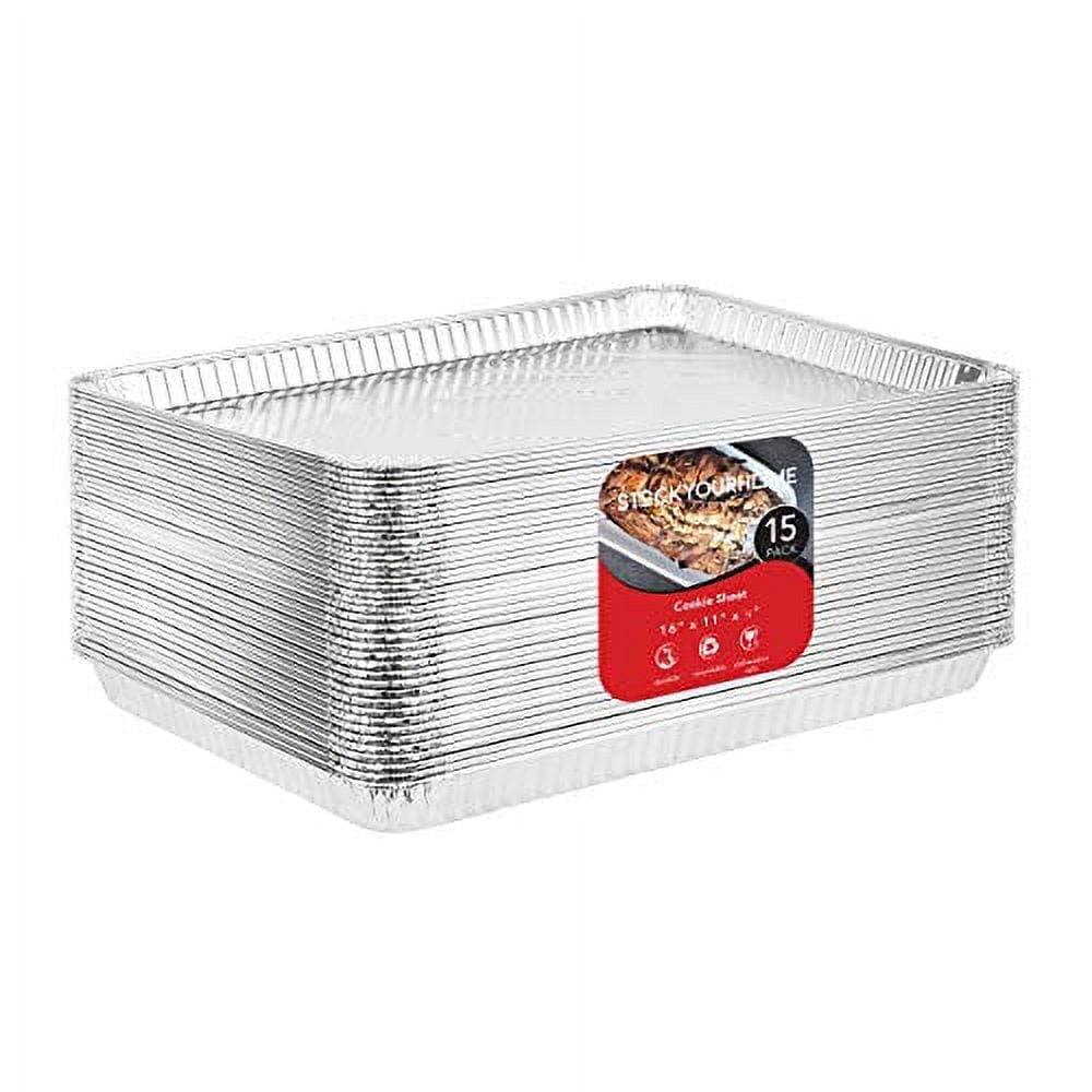 Stock Your Home Aluminum Pans Cookie Sheet Baking Pans (15 Pack) Disposable Aluminum Foil Trays - Reusable and Durable Nonstick Baking Sheets – Disposable Cookie Sheet Foil Pans - 16 Inch x 11 Inch
