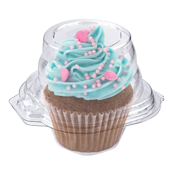 Stock Your Home Individual Cupcake Containers, 25 Pack, Cupcake Holder with Lid, Plastic Single Cupcake Container, Muffin Container, Stackable, BPA Free