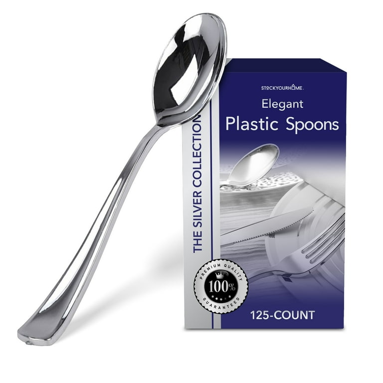 Silver look plastic cutlery deals