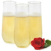 Stock Your Home Disposable Stemless Champagne Flutes, Clear Plastic, 9 oz (12-Pack)