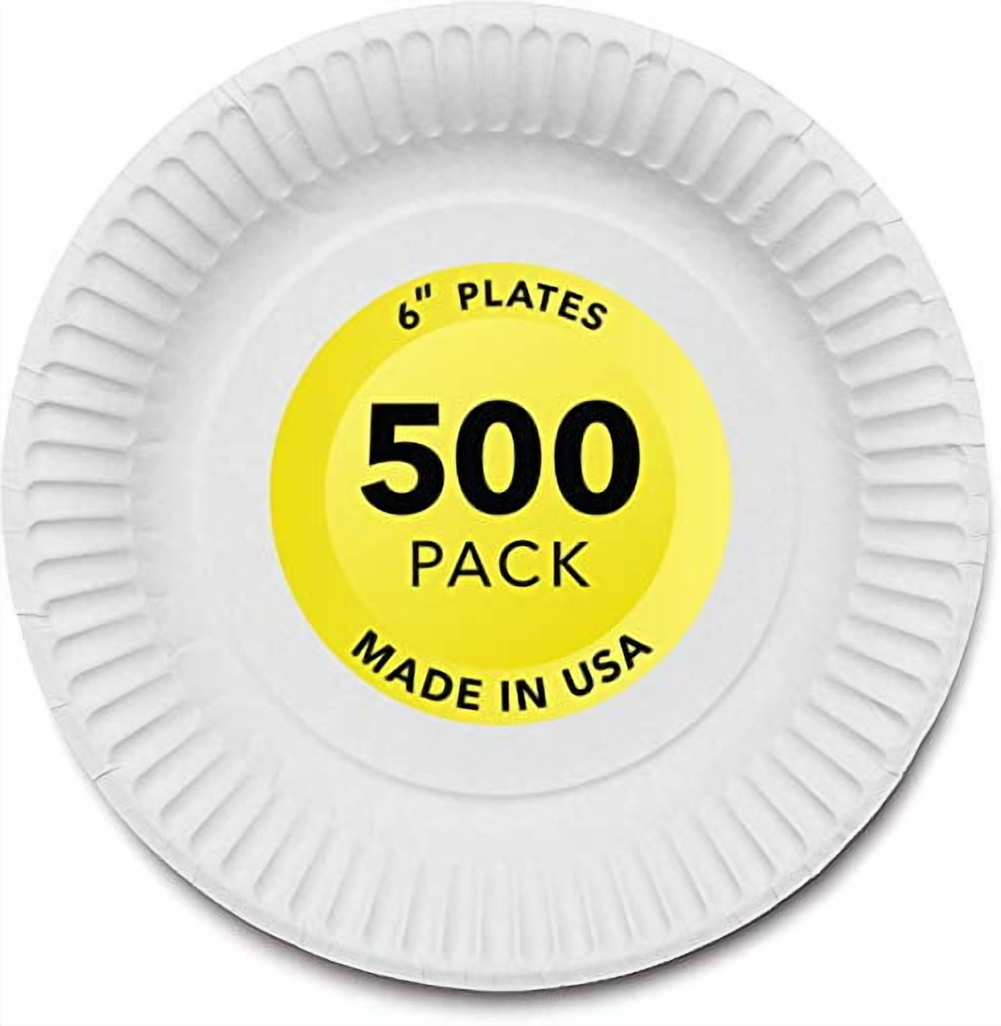 Stock Your Home 6-Inch Paper Plates Uncoated, Everyday Disposable Dessert Plates 6" Paper Plate Bulk, White, 500 Count