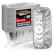 Stock Your Home Foil Grill Drip Pan (50 Pack) Compatible with Blackstone's 28”, 30”, & 36” BBQ Griddle + 17” & 22” Tabletop Range- Disposable Aluminum Oil Catcher Tray, Blackstone Grease Cup Liners