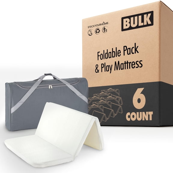 Stock Your Home Foldable Travel Pack n Play Mattress Pad with Bag Waterproof Mini Crib Mattress with Memory Foam for Playards Includes Travel Case