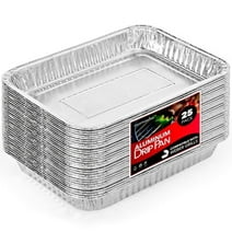 Stock Your Home | Grill Drip Pans | 1.25" Aluminum Liners | Disposable Grease Trays (25 Pack)