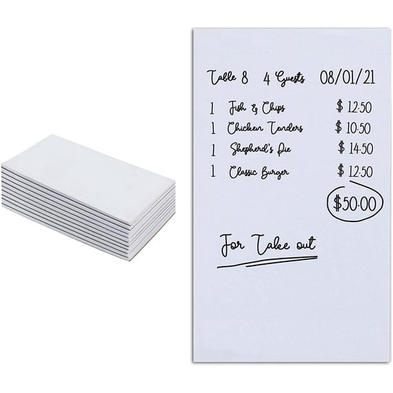 Stock Your Home Guest Check Book, 4"in x 6"in, White, 100 Sheets, Count 10 Pack