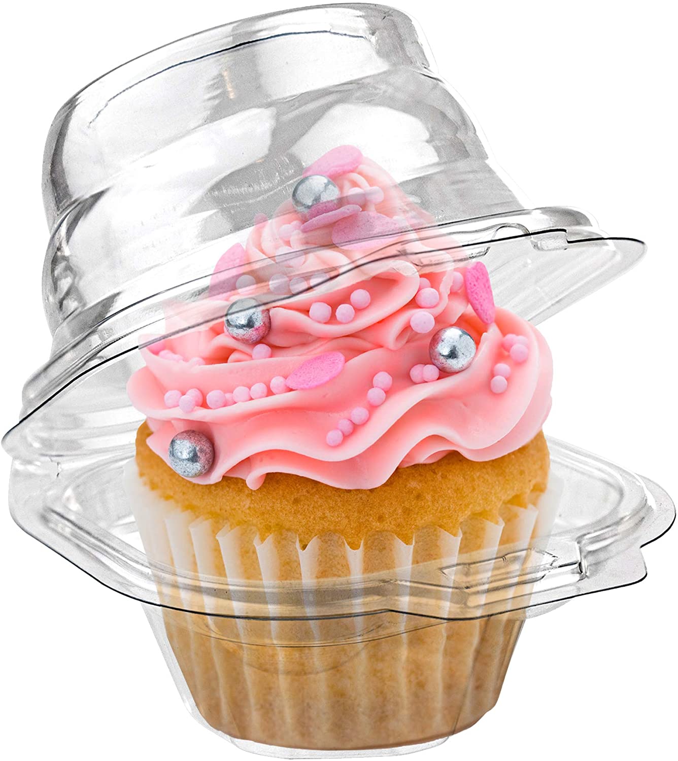 Individual Plastic Cupcake Boxes,100pcs Single Clear Plastic Cupcake
