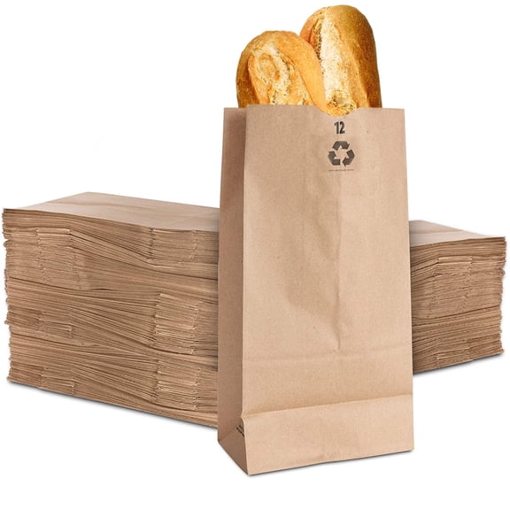 Stock Your Home 12 Lb Kraft Big Brown Paper Lunch Bags (100 Count) - Bulk Disposable Lunch Sacks, Large Size Blank Bag, Good for Snacks, Sandwiches, Grocery Food, and Arts & Crafts Projects