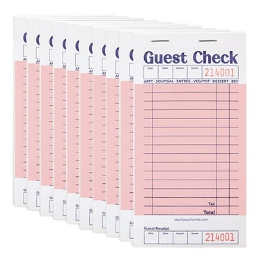 Stock Your Home Pink Guest Check Books for Servers 500 Tickets (10 Pack)