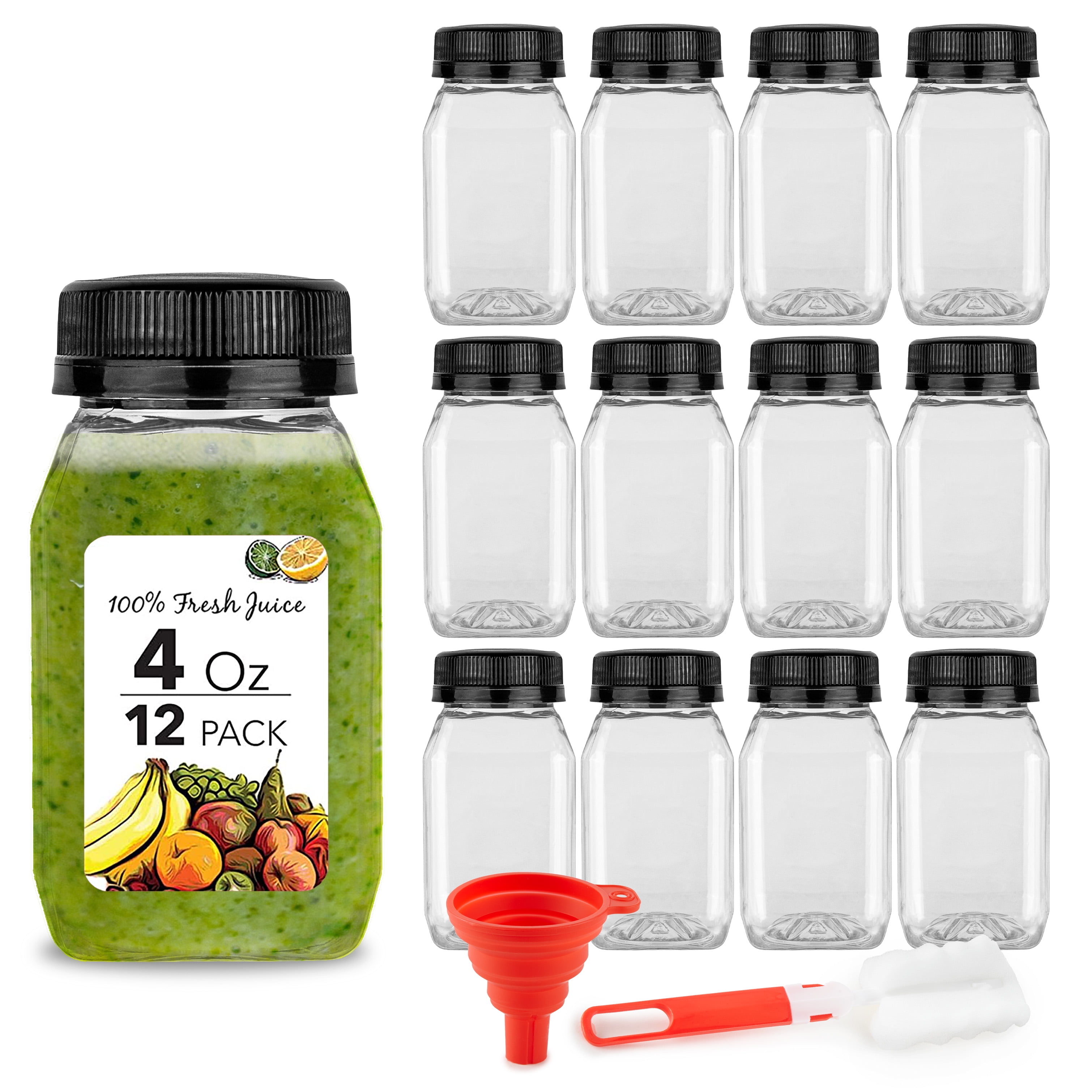 Stock Your Home 12 oz Glass Juice Bottles With Caps (4 Pack) - Reusable  Glass Bottles with 8 Tamper …See more Stock Your Home 12 oz Glass Juice