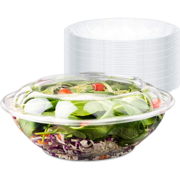 Nicole Home Collection 90 Count Plastic Salad Bowls with Hinged lids, 84  Oz. (90 sets) To-Go Disposable Containers