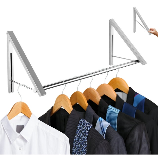 Stock Your Home Retractable Clothes Rack- Wall Mounted, 2 Racks, Sliver ...
