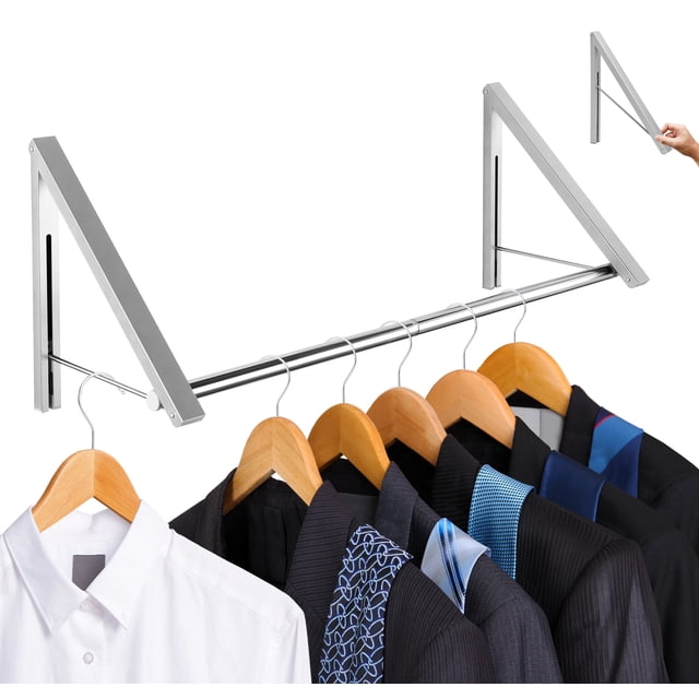 Stock Your Home Retractable Stainless Steel Clothes Rack, Wall-Mounted ...