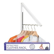 Stock Your Home Retractable Clothes Rack - Wall Mounted Folding Clothes Hanger Drying Rack for Laundry Room Closet Storage Organization, Aluminum, Easy Installation, 2 Racks with Rod