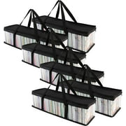 CD Storage Bags (6 Pack) - Transparent PVC Media Storage - Water Resistant CD Holder Case with Handles - Clear Plastic Carrying Game Bag Storage for CDs, Albums, Video Games, Books - Stock Your Home