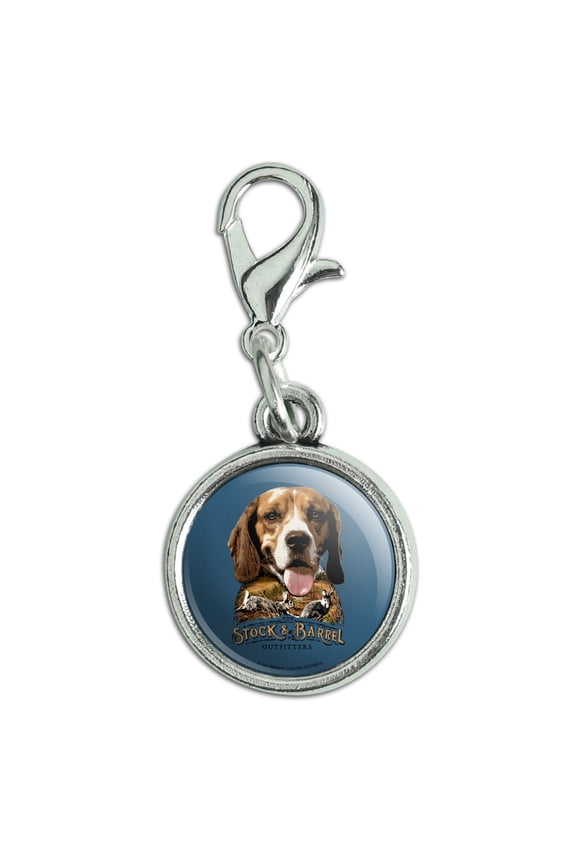Stock and Barrel Outfitters Beagle Dog Rabbit Hunting Antiqued Bracelet Pendant Zipper Pull Charm with Lobster Clasp