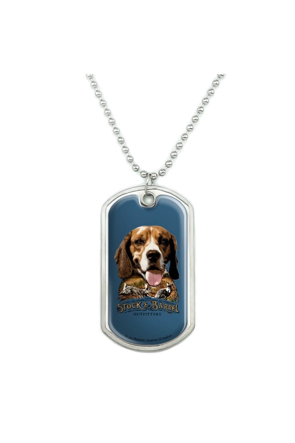 Stock and Barrel Outfitters Beagle Dog Rabbit Hunting Military Dog Tag Pendant Necklace with Chain