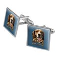 thumbnail image 1 of Stock and Barrel Outfitters Beagle Dog Rabbit Hunting Square Cufflink Set - Silver or Gold, 1 of 6