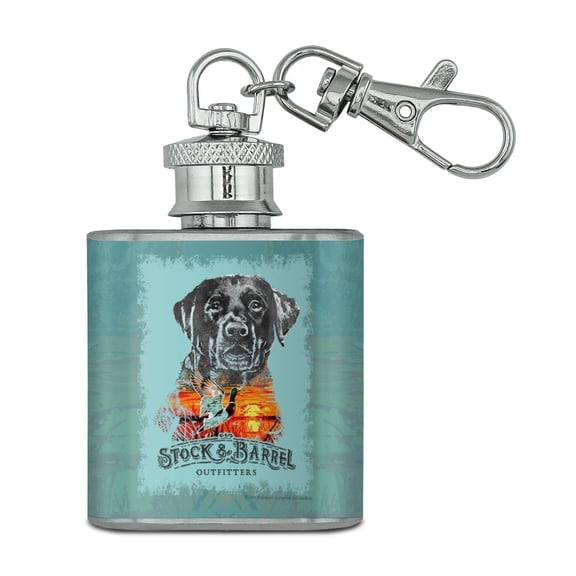 Stock and Barrel Outfitters Lab Duck Hunting Stainless Steel 1oz Mini Flask Key Chain