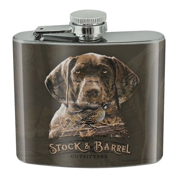 Stock and Barrel Outfitters Pointer Dog Quail Hunting Stainless Steel 5oz Hip Drink Kidney Flask