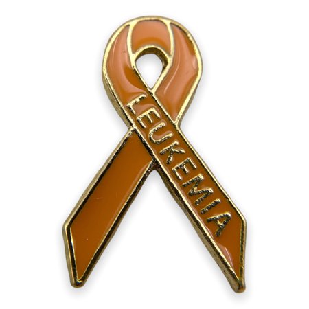 StockPins K28 Leukemia Awareness Ribbon Lapel Pin in Gold Finish with Orange Enamel 1 Count Made in USA