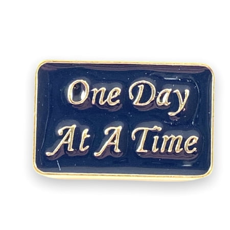 StockPins One Day At A Time Lapel Pin in Gold Finish with Navy Blue Enamel H27 One Count